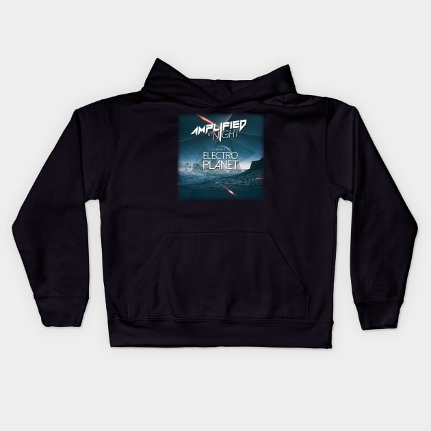 AMPLIFIED BY NIGHT (JOURNEY TO ELECTRO PLANET) Kids Hoodie by RickTurner